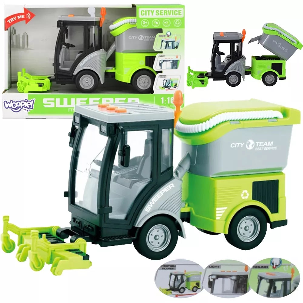 WOOPIE City Sweeper 1:16 Žaliojo garso ir šviesos efektai